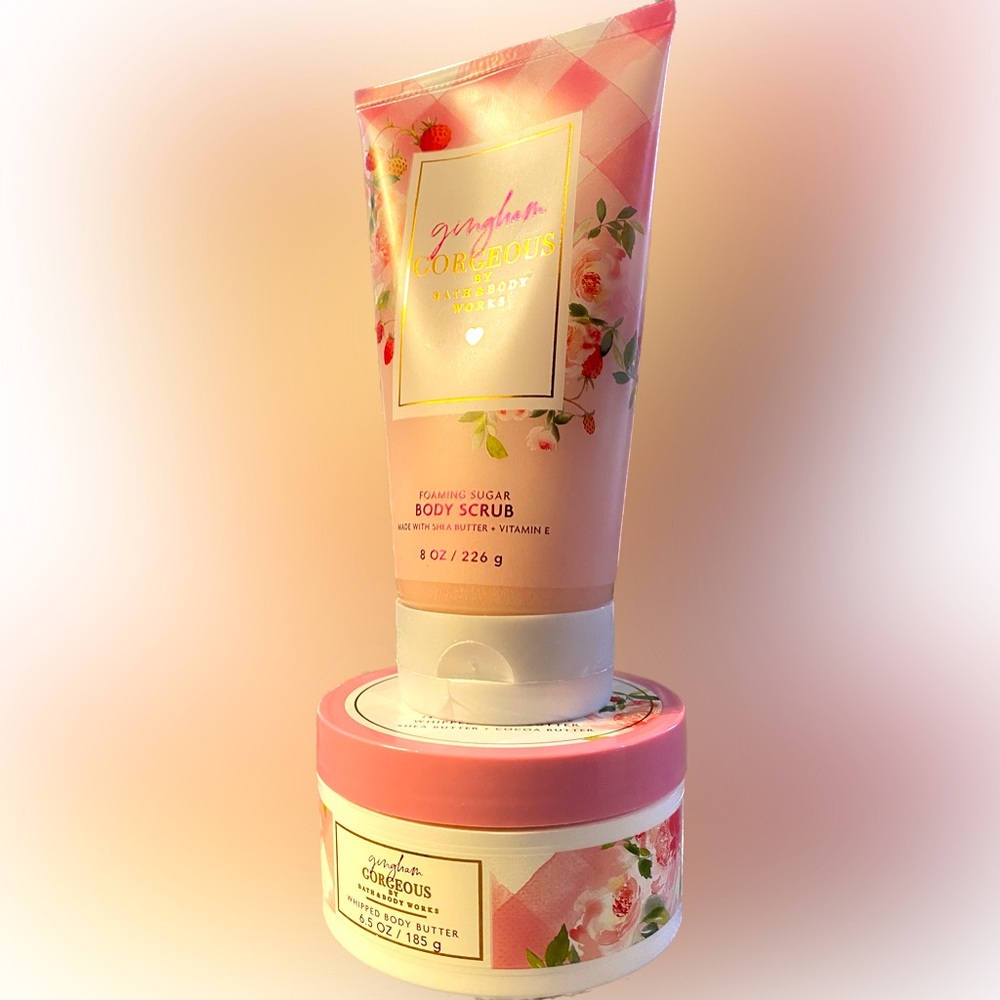 B&BW 💞Gingham Gorgeous 💞 Sugar Scrub and Body Butter bundle combo set